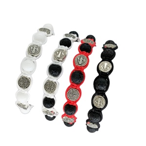 LC20250122 <span class=keywords><strong>Rosario</strong></span> Religioso con Croce di Gesù in Pietra Lavica Naturale, Corda Rossa Fatta a Mano, per Uomo e <span class=keywords><strong>Donna</strong></span> - Product Image 1