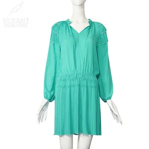 Юфан весенняя одежда с длинным рукавом Женская плиссированная юбка шифоновое платье для женщин