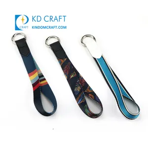 Groothandel Custom Satijn Nylon Medaille Half Sleutelhanger Lanyard Lint Strap Korte Kleine Sleutelhanger Lanyard Met Breakaway Clip