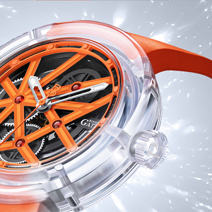Reloj Mecánico de buceo para hombre, Funda de cristal óptico, correa de goma, puntero luminoso, novedad - Product Image 5