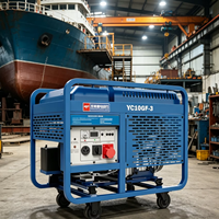 Générateur diesel YuChai 10 kW monophasé/triphasé 11 kW refroidi par air, double cylindre, démarrage électrique, groupe électrogène portable AVR 230 V 50/60 Hz 91 %