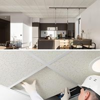 Panneaux de plafond acoustiques insonorisants suspendus en fibres minérales blanches, dalles de plafond suspendu 2*2/2*4