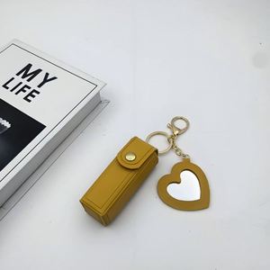 PU Leather <b>Lipstick</b> Holder Keychain Portable <b>Lipstick</b> Holder with Heart Mirror for Travel Slim <b>Lipstick</b> Sleeve Storage Pouch - Product Image 3