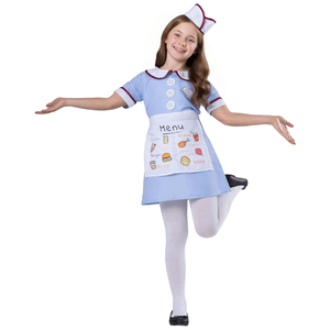 Vente en gros d'uniformes Offre Spéciale Robe à manches courtes Costume de serveuse pour <span class=keywords><strong>restaurant</strong></span>, jeu de rôle pour enfants - Product Image 1