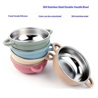 Fournitures pour repas de bébé Bols en acier inoxydable 304 Vaisselle colorée pour réchauffer les aliments Coque en silicone Bol d'alimentation en acier pour enfants