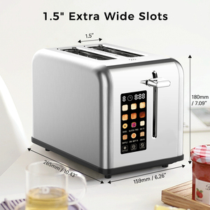 Thiết kế mới bằng thép không gỉ bánh mì nướng bánh mỳ với màn hình kỹ thuật số lớn và màn hình cảm ứng nhiều chức năng thông minh nướng bánh mỳ - Product Image 4