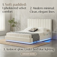Weiches Lederbett im Modernen Stil mit Holzrahmen, Hydraulischem Gaslift, Doppelbett oder Kingsize-Bett, Gepolstertes Bett für Hotels