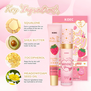Set de Bálsamo <span class=keywords><strong>Labial</strong></span> Humectante Vegano Personalizado con Jugo de Fresa KOEC, con Manteca de Karité, Voluminizador e <span class=keywords><strong>Hidratante</strong></span>, para Día/Noche - Product Image 4