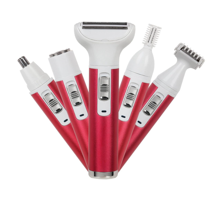 Waterproof Comfort 5 in 1 Electric Lady Shaver Hair Removal Epilator Nose Hair Trimmer Eyebrow Shaper Leg Armpit Bikini Trimmer