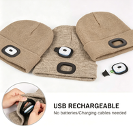 Berretto Lavorato a Maglia Ricaricabile USB con Logo Personalizzato per Adulti, Donne e Uomini, con Luce LED Bianca Integrata per Feste Invernali e Ramadan