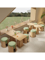 Canapés de café commerciaux en bois massif de style naturel, bancs muraux, tables et chaises pour zones d'attente, très populaires sur internet