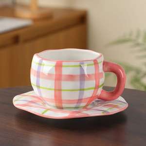 M tazze e piattini in ceramica con fiori dipinti a mano tazze e piatti da caffè creativi tazza da <span class=keywords><strong>Bar</strong></span> stoviglie regalo unico - Product Image 6