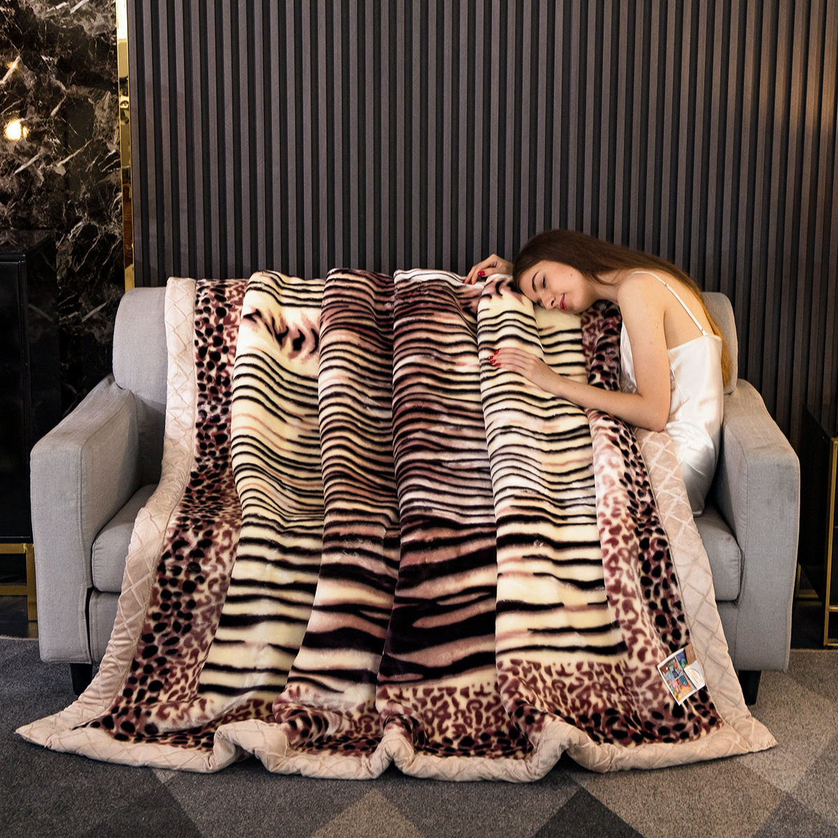 Leopard Print Signature Woolen Blankets Signature Sattva Double