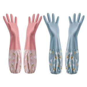 Gants en latex imperméables doublés de polaire pour l'hiver, manches épaissies et allongées, pour la vaisselle, le linge, le nettoyage domestique - Product Image 2