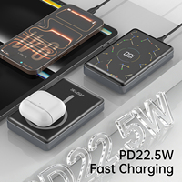 Banco de Energía Inalámbrico Magnético de Estado Sólido de 10000 mAh, Carga Rápida PD de 22.5 W, Pantalla LCD, Ideal para Viajes - Diseño Estrellado