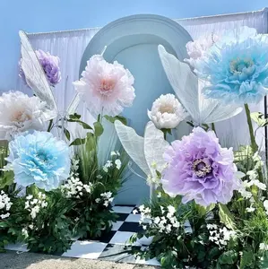 H-676 Customized Giant Automatic Open And Close Flowers Silk Organza Moving Peony Flower For Event Wedding Decoration