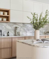 Set Kabinet Dapur Modular Bentuk L dari Baja Anti Karat Ramah Lingkungan dan Tahan Api dengan Desain Modern untuk Penggunaan di Villa dan Apartemen