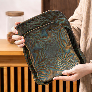 Assiettes à dîner en céramique texturées irrégulières avec glaçure réactive pour sushis, pâtes et <span class=keywords><strong>cuisine</strong></span> asiatique moderne - Product Image 3