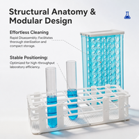 Support de tubes à essai en plastique PP durable, multi-trous, de qualité médicale, pour laboratoire scientifique, personnalisé OEM, vente en gros