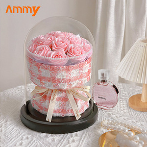 Ramo de rosas de jabón Ammy, cúpula de cristal, pequeño ramo de rosas de viento fragante, flor de jabón, regalos de San Valentín para mujeres - Product Image 5