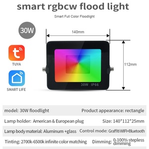 Proyector LED RGB Inteligente IP65 WiFi, Multicolor, Control por Aplicación, Aluminio, Ángulo de Haz de 120°, 12V/24V, Iluminación Exterior para Jardín - Product Image 4