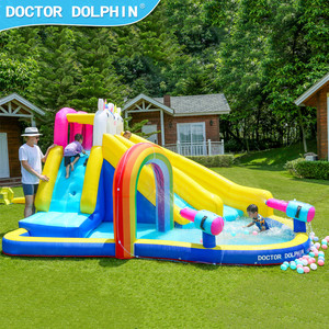 Doctor Dolphin Château gonflable multifonctionnel portable de grande taille coloré spécial pour enfants <span class=keywords><strong>avec</strong></span> toboggan aquatique et trampoline - Product Image 1