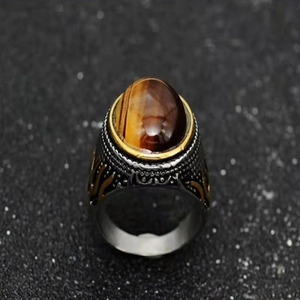 Anillo de alta calidad Vintage para hombres y mujeres, anillo con forma redonda, infinito, Retro, Ojo de Tigre, piedra, salvaje - Product Image 5