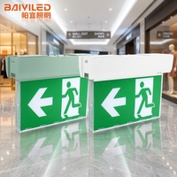 Boîte de signalisation de sortie de secours LED IP65 à montage mural 1,2W Alimentation de secours Utilisation en couloir Vente en gros