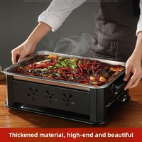 Gril à poisson multifonctionnel en acier inoxydable, sans fumée et coupe-vent ; Grille de cuisson domestique et commerciale au charbon de bois/au bioalcool, grande taille