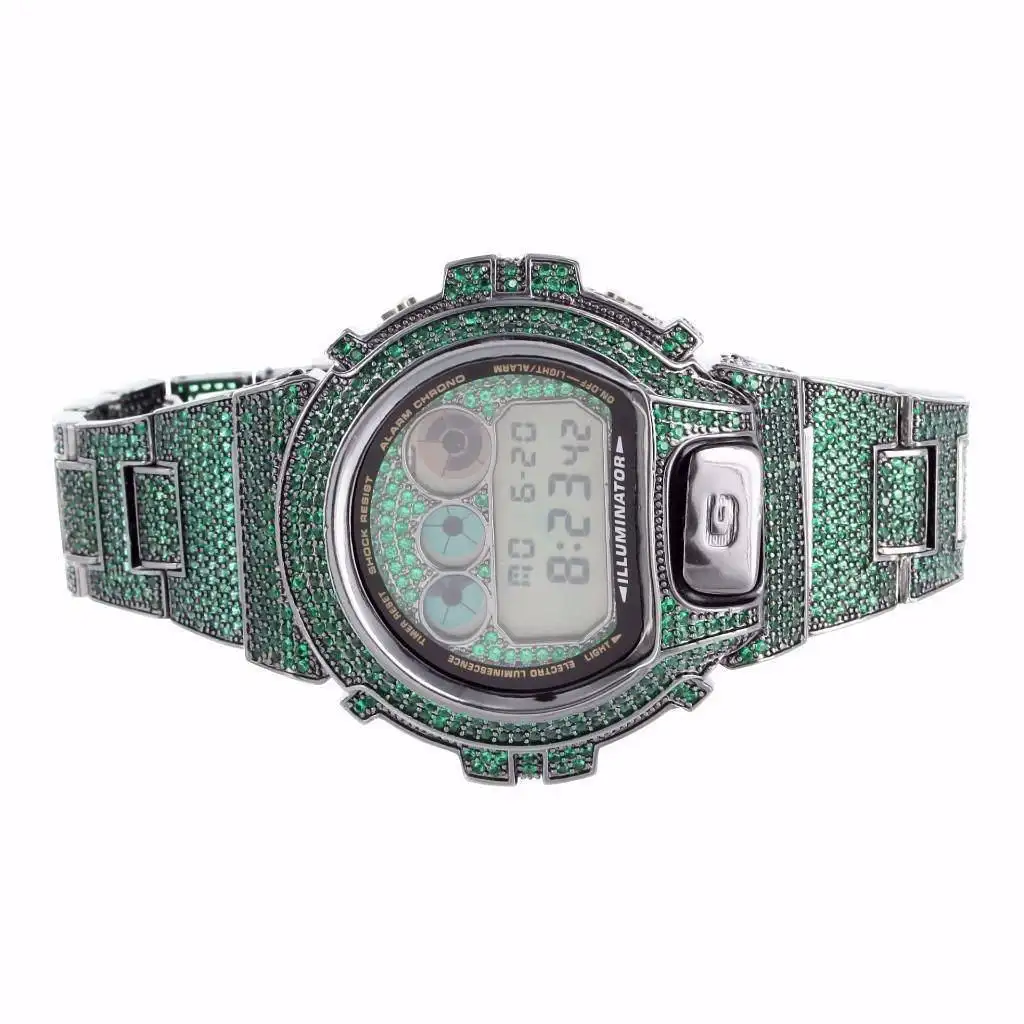 Wholesale high quality hip hop icedout bling GA100 custom g fashion shock watch set(Bezel+band+face+plated)