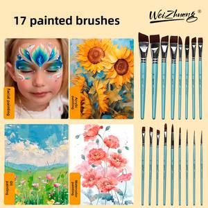 ชุดแปรงเพ้นท์หน้า 17 ชิ้น สำหรับงานศิลปะบนร่างกา<span class=keywords><strong>ย</strong></span> แปรงปลายแบน แปรงปลายเฉียง และอุปกรณ์วาดเส้นขอบและลายนูน ขา<span class=keywords><strong>ย</strong></span>ส่ง - Product Image 4