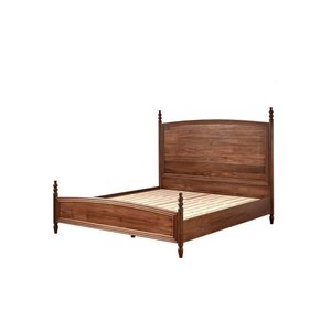 Cama de Madera Maciza de Nogal de 1.5M/1.8M con Almacenamiento, Cama Doble, Estilo Chino Moderno, Estilo Americano, Muebles de Dormitorio Vintage - Product Image 4