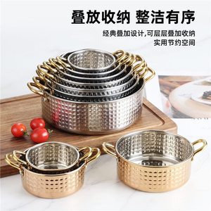 Stainless Steel Hammer Stamped Round <b>Pot</b> With Double Handles For Cooking <b>Soup</b> Ramen Noodles Snacks Porridge - Product Image 4