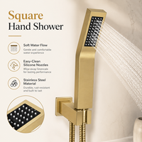 Système de douche encastré 2 fonctions en laiton doré brossé avec robinet en céramique, ensemble de douche pluie OEM ODM pour marques en marque blanche