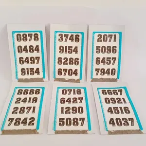 Billets de loterie populaires à une languette imprimés en différents numéros