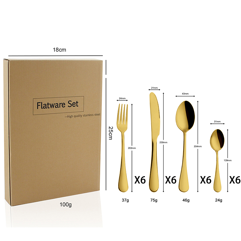Oro 24 piezas + caja de papel