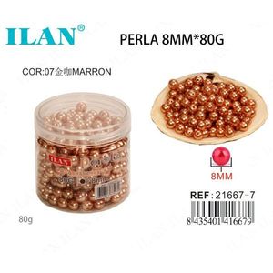 Perle di Ilan 8mm 80g Marrone Dorato per Decorazione di Abiti - Product Image 1