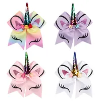 Coletero con lentejuelas de unicornio ostentosas para THB-8E1072, banda de goma con dibujos animados, soporte para el pelo, bandas elásticas para el pelo para niños