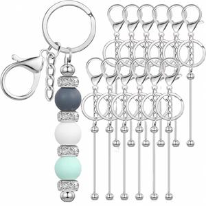 <b>Custom</b> Logo Beadable Keychain Bars Bulk Blank Beaded Metal Keychain for Craft DIY Gifts Factory Direct Wholesale OEM ODM - Product Image 2
