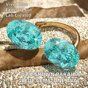 Pierre précieuse bleue Paraiba cultivée en laboratoire, taille ovale, pour la fabrication de bijoux, bagues, colliers, 9 carats, 10x12mm - Product Image 1