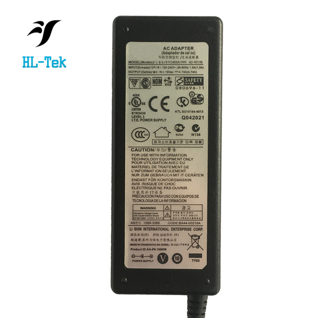Laptop Ac Adapter for Samsung 0455A1990 19V 4.74A 90W AD-9019S BA44-00215A NP-RV510I NP-RV511I NP-RV515I NP-RV520I NP-RV720I