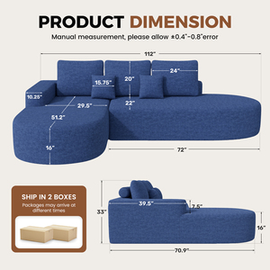 Sofá Cama Curvo Extensible Moderno de Terciopelo con Espuma de Alta Densidad, Sin Montaje, con Almohadas, para Dormitorio - Product Image 6