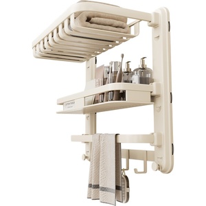 <span class=keywords><strong>Toallero</strong></span> Plegable Blanco Crema, <span class=keywords><strong>Toallero</strong></span> de Pared con <span class=keywords><strong>Taladro</strong></span> - Instalación <span class=keywords><strong>sin</strong></span> Perforaciones - Product Image 5