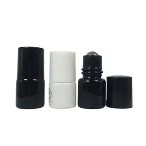 Mini schwarze Flaschen Roller Ball Essence Oil 1ml 1,5 ml 2ml 2,5 ml Roll on Parfüm flasche Duft Probe Roller Flasche