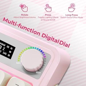 Teclado Inalámbrico OEM ODM S99pro Rosa, Teclado para Juegos <span class=keywords><strong>de</strong></span> Tamaño Completo, Color Crema, Tri-Modo, Bluetooth, Inalámbrico 2.4GHz, Retroiluminación RGB, Perilla Multimedia - Product Image 3