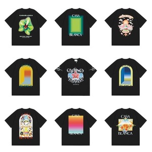Camiseta Holgada de Algodón Estampada de 280g del Club de Tenis <span class=keywords><strong>Casablanca</strong></span> con Patrón Retro Surrealista, Unisex, Estilo Casual Urbano para Parejas - Product Image 4