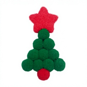 Faux Fur Pom Pom Small <b>Christmas</b> Tree Ornament <b>Red</b> <b>Green</b> Star Hanging Decorative Craft Indoor Holiday <b>Decoration</b> High Quality - Product Image 1