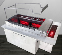 Brochettes automatiques incrustables à bascule Machine à kebab Commercial Intérieur Grilles en pierre volcanique 360 Rotatif en acier inoxydable Barbecue Grill