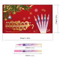 Stylo à ongles acrylique japonais 0,5 mm, 12 pièces, usage quotidien, pour peinture d'ongles DIY Halloween, effaçable, séchage rapide, stylo crochet, cadeau de Noël