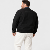 Chaqueta Bomber para Hombre, Cuello Alto, Cierre Completo, Puños Acanalados, Estilo Sólido, Simple, Vintage, Casual, Tallas Grandes y Extra Grandes, 6XL 7XL